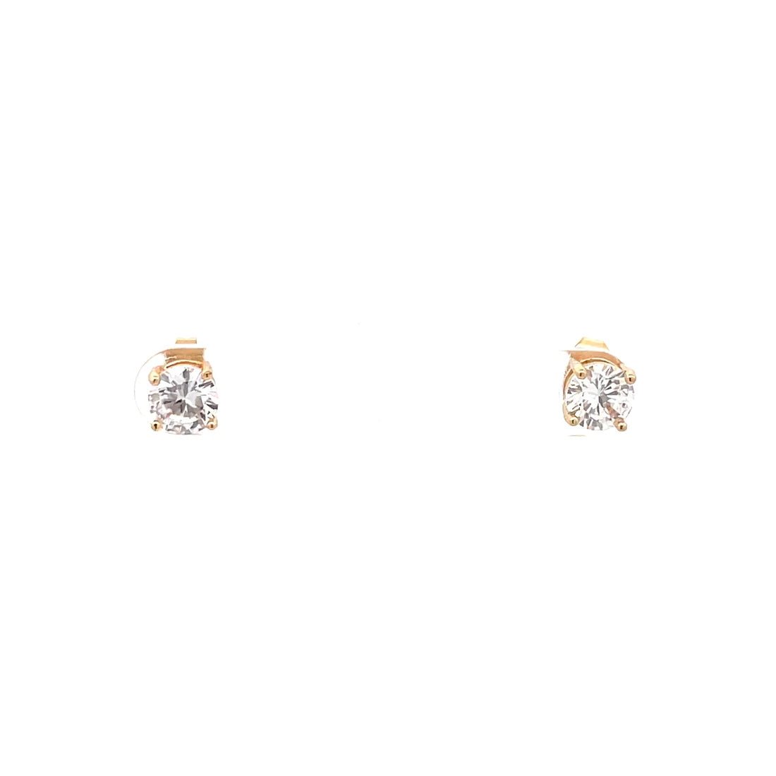 The One Jewelry Basket Setting CZ Stud Round Earrings - Beauty Exchange Beauty Supply