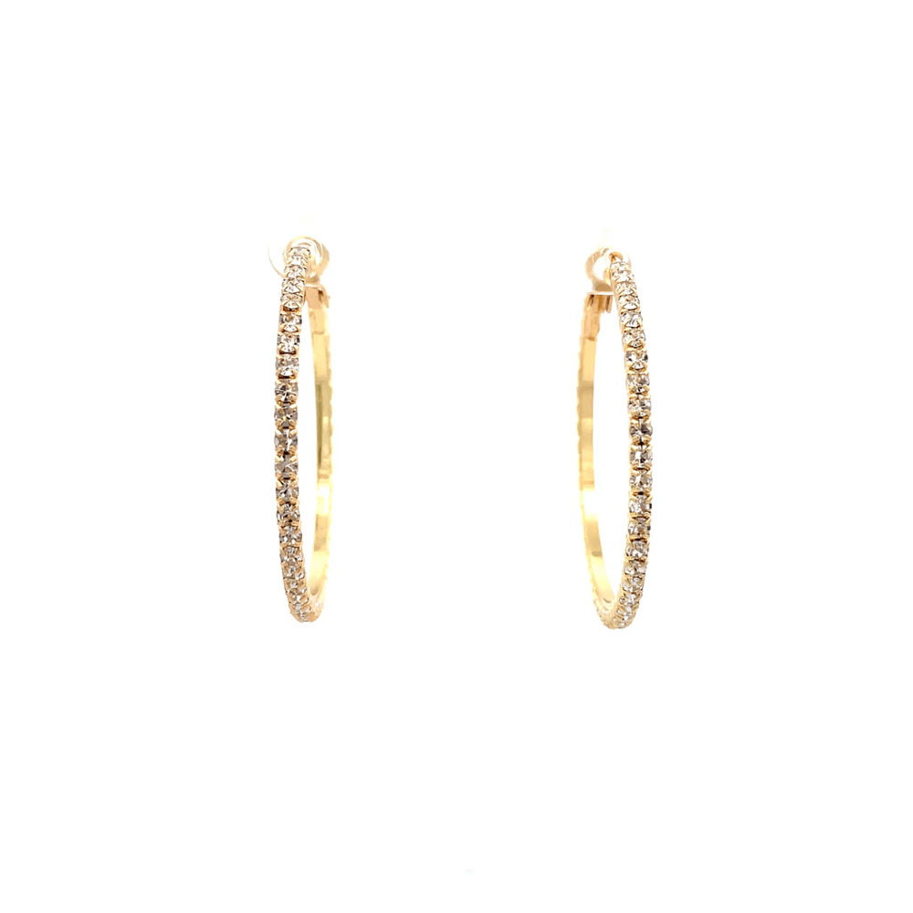 The One Jewelry Bling Bling Rhinestone Hoop Earrings - 20mm - Beauty Exchange Beauty Supply