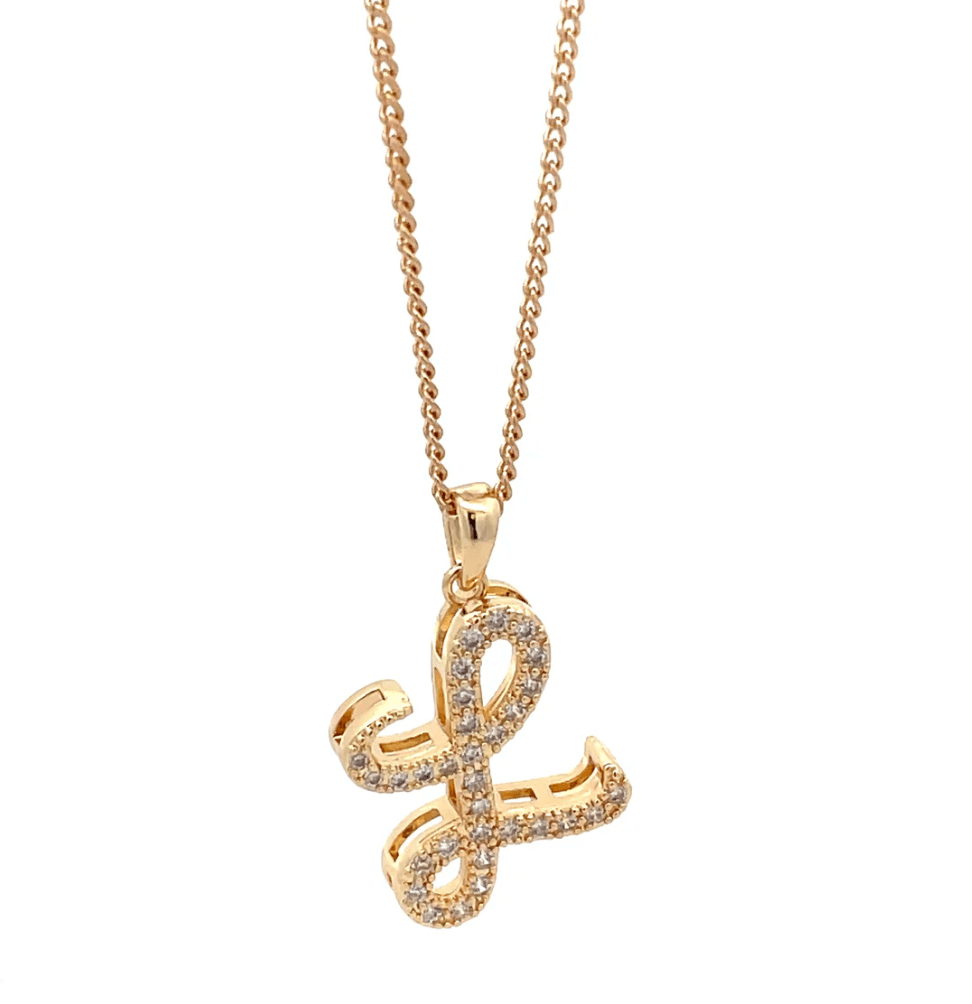 The One Jewelry Fancy Stone Initial Necklace - Letter Pendant - Beauty Exchange Beauty Supply
