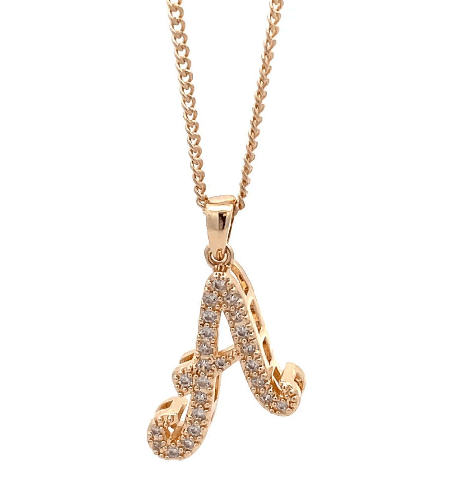 The One Jewelry Fancy Stone Initial Necklace - Letter Pendant - Beauty Exchange Beauty Supply