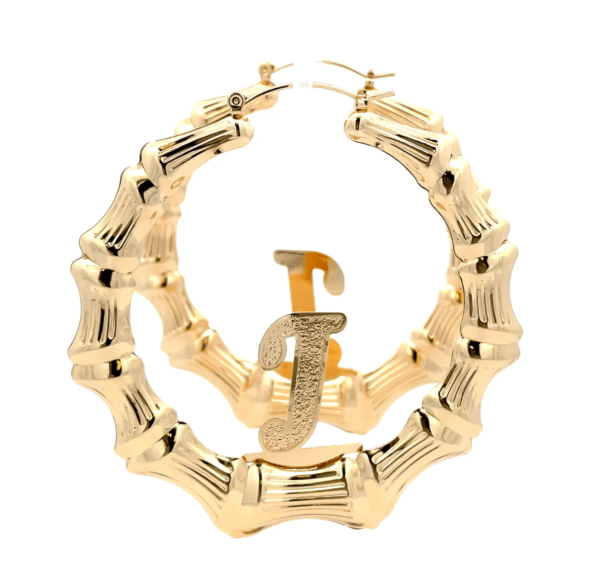 The One Jewelry Large Bamboo Initial Earrings - 70mm - Beauty Exchange Beauty Supply