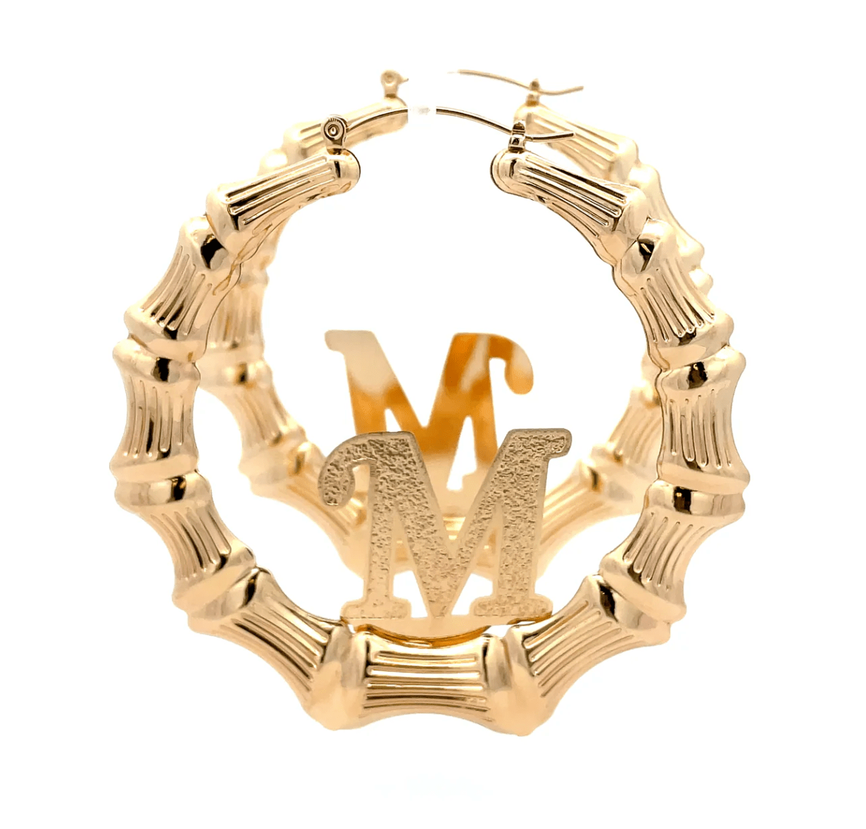 The One Jewelry Large Bamboo Initial Earrings - 70mm - Beauty Exchange Beauty Supply