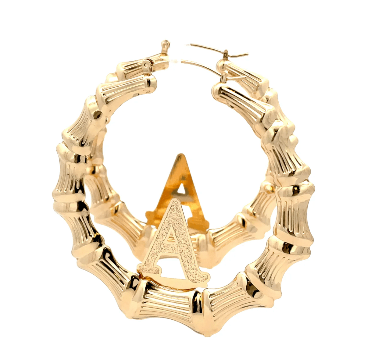 The One Jewelry Large Bamboo Initial Earrings - 70mm - Beauty Exchange Beauty Supply