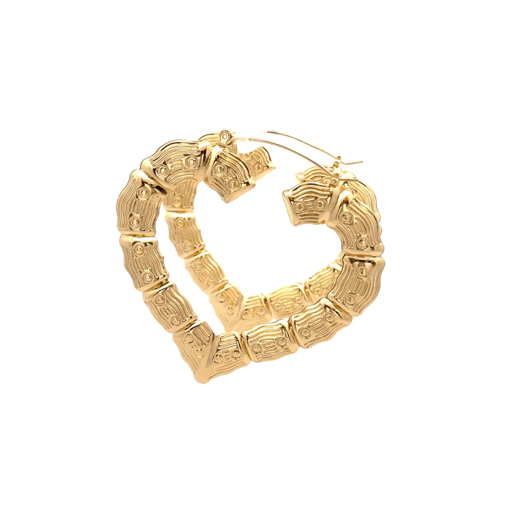 The One Jewelry New Bamboo Heart Earrings - Gold Style - Beauty Exchange Beauty Supply