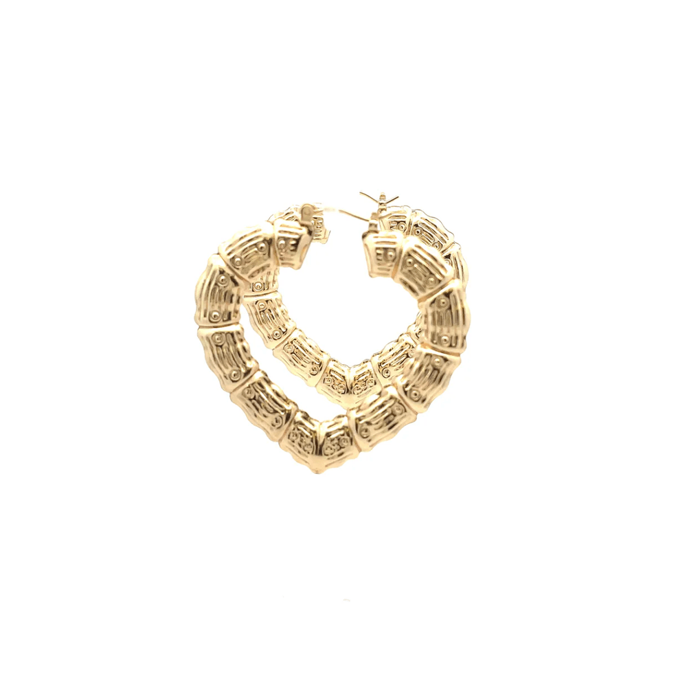The One Jewelry New Bamboo Heart Earrings - Gold Style - Beauty Exchange Beauty Supply