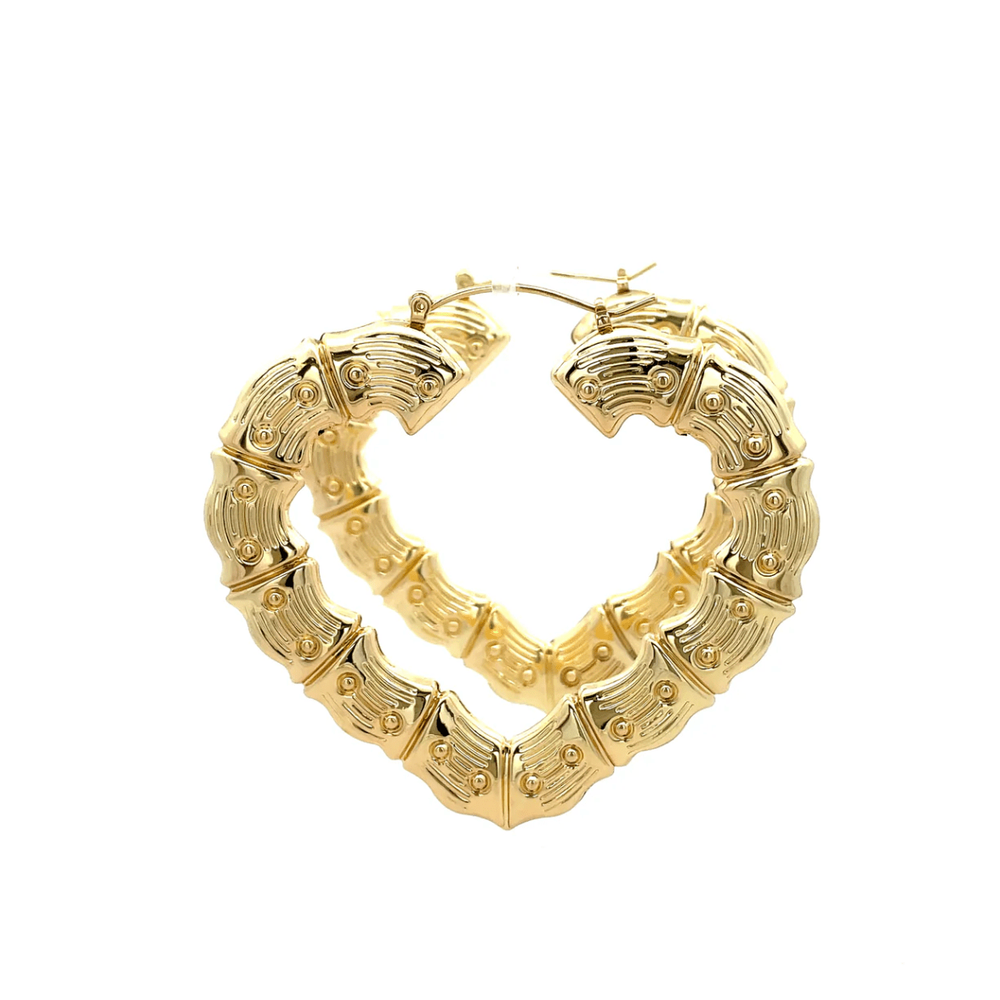 The One Jewelry New Bamboo Heart Earrings - Gold Style - Beauty Exchange Beauty Supply