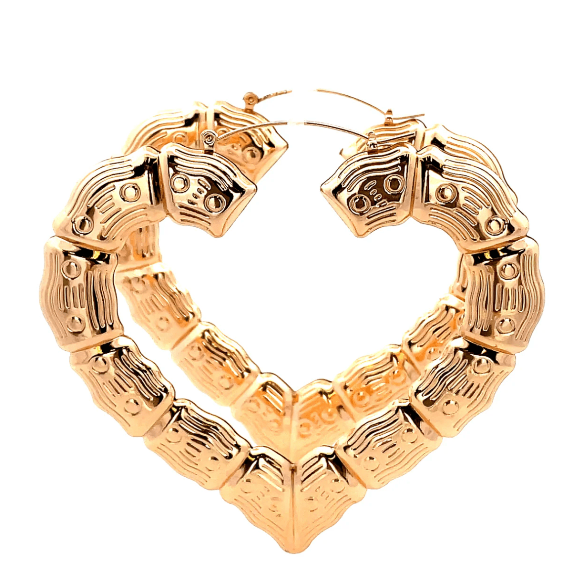 The One Jewelry New Bamboo Heart Earrings - Gold Style - Beauty Exchange Beauty Supply