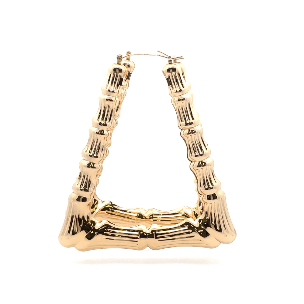 The One Jewelry New Bamboo Rectangle Earrings - Gold Style - Beauty Exchange Beauty Supply