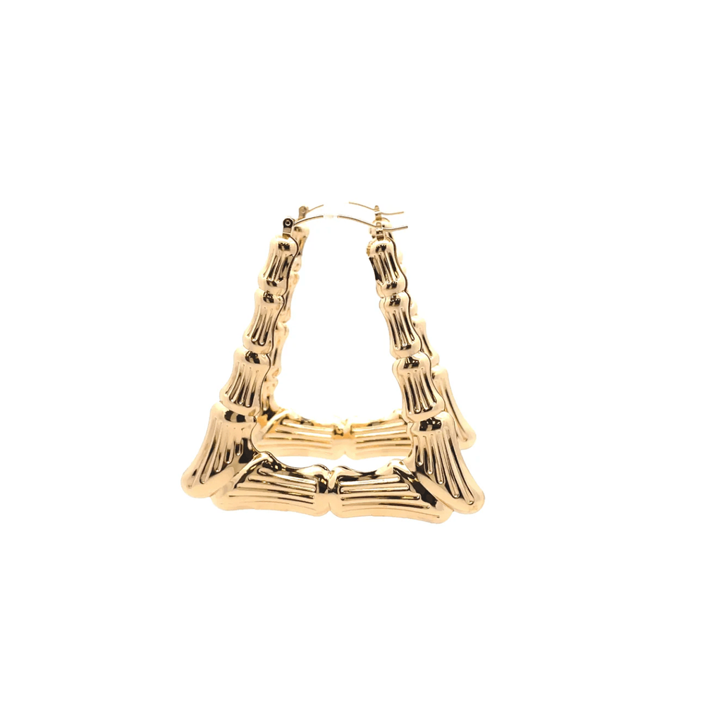 The One Jewelry New Bamboo Rectangle Earrings - Gold Style - Beauty Exchange Beauty Supply