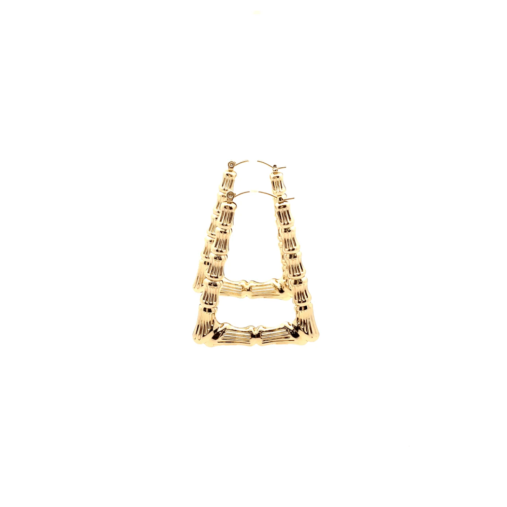 The One Jewelry New Bamboo Rectangle Earrings - Gold Style - Beauty Exchange Beauty Supply