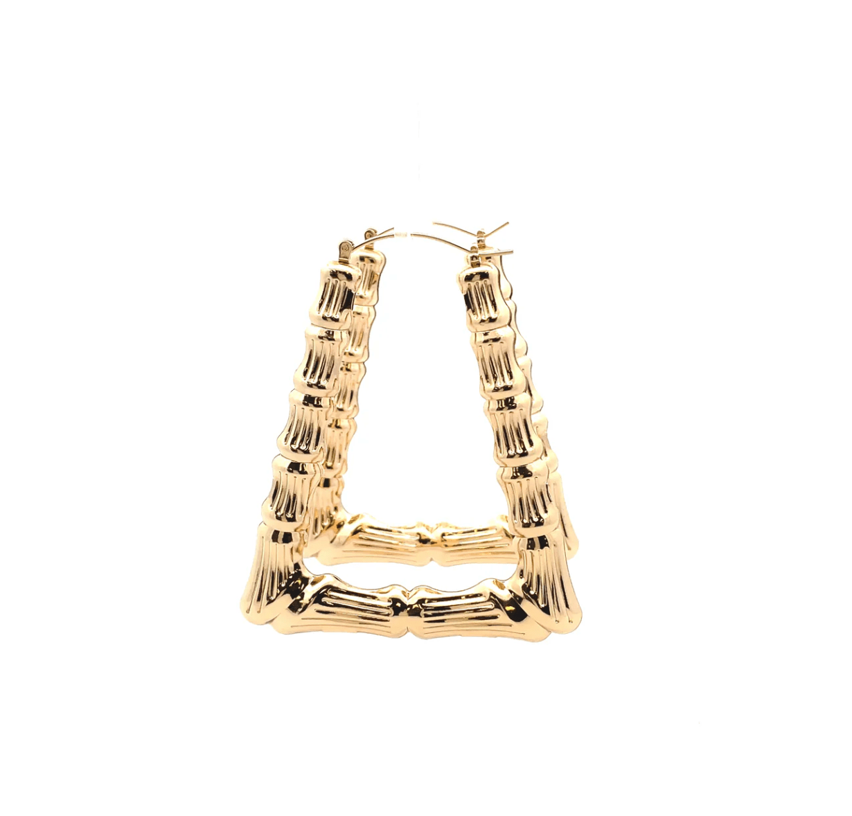 The One Jewelry New Bamboo Rectangle Earrings - Gold Style - Beauty Exchange Beauty Supply