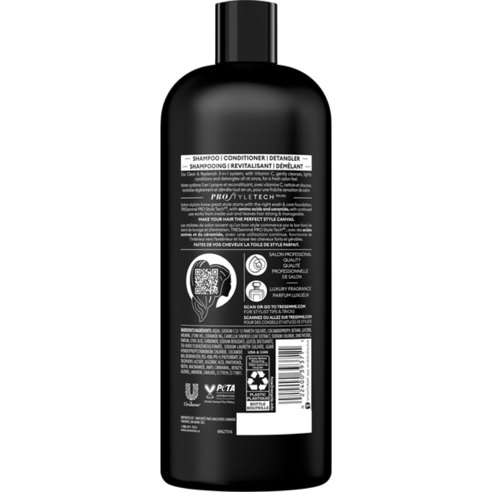 TRESemmé Cleanse & Replenish 3 - in - 1 – Shampoo, Conditioner & Detangler in One – 28 fl oz - Beauty Exchange Beauty Supply