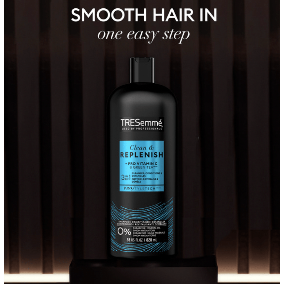 TRESemmé Cleanse & Replenish 3 - in - 1 – Shampoo, Conditioner & Detangler in One – 28 fl oz - Beauty Exchange Beauty Supply