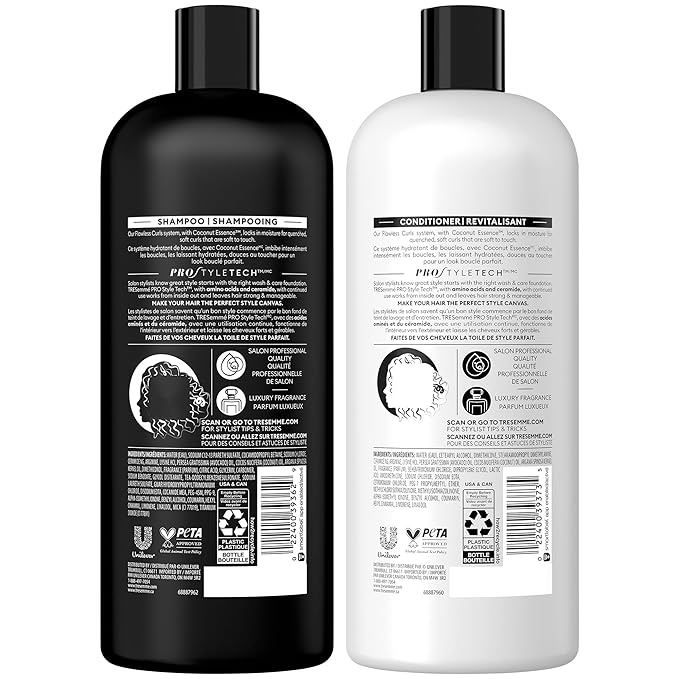 TRESemmé Flawless Curls Shampoo & Conditioner Set – With Coconut Oil for Defined, Frizz - Free Curls – 28 fl oz Each - Beauty Exchange Beauty Supply