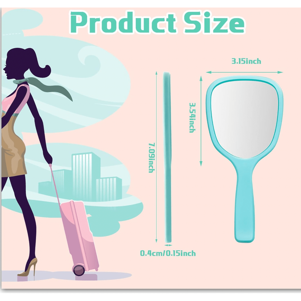 TV Hand Mirror – Q0702 | Compact Rectangular Styling Mirror with Handle - Beauty Exchange Beauty Supply