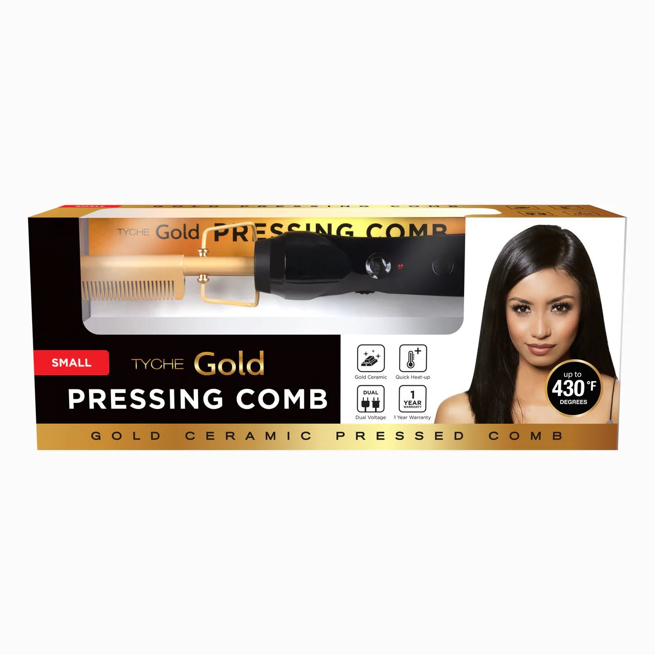 Tyche Gold Pressing Comb - Beauty Exchange Beauty Supply
