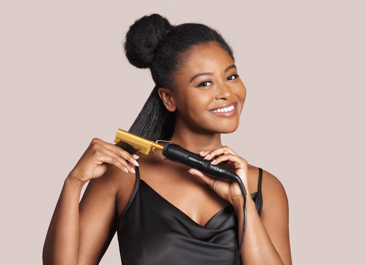 Tyche Gold Pressing Comb - Beauty Exchange Beauty Supply
