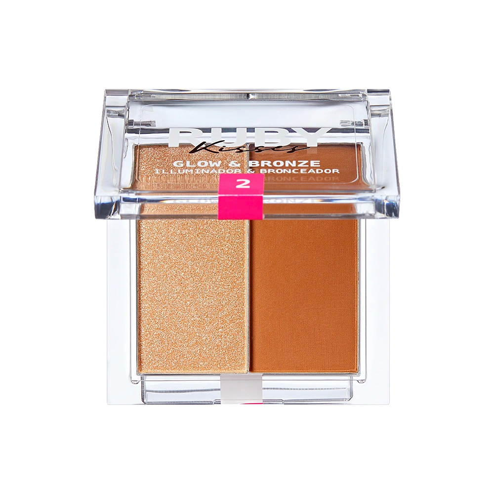 Ruby Kisses Glow & Bronze Highlighter Bronzer Duo – 2-in-1 Radiant Finish 4 Shades