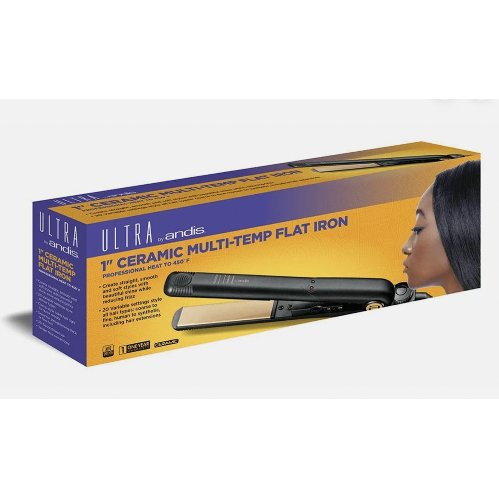 Ultra by Andis 1" Ceramic Flat Iron – Multi - Temperature Styling Tool for Smooth, Frizz - Free Hair - Beauty Exchange Beauty Supply