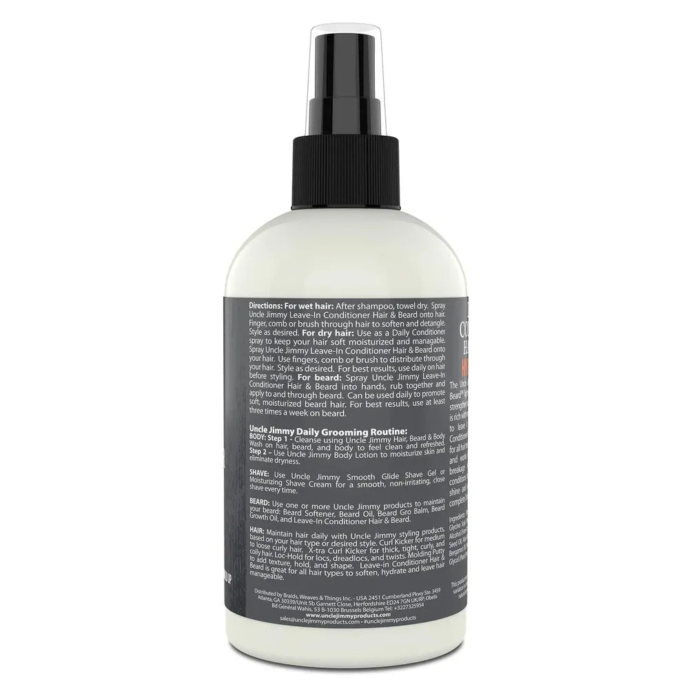Uncle Jimmy Hair & Beard Leave - In Conditioner – 8oz - Beauty Exchange Beauty Supply