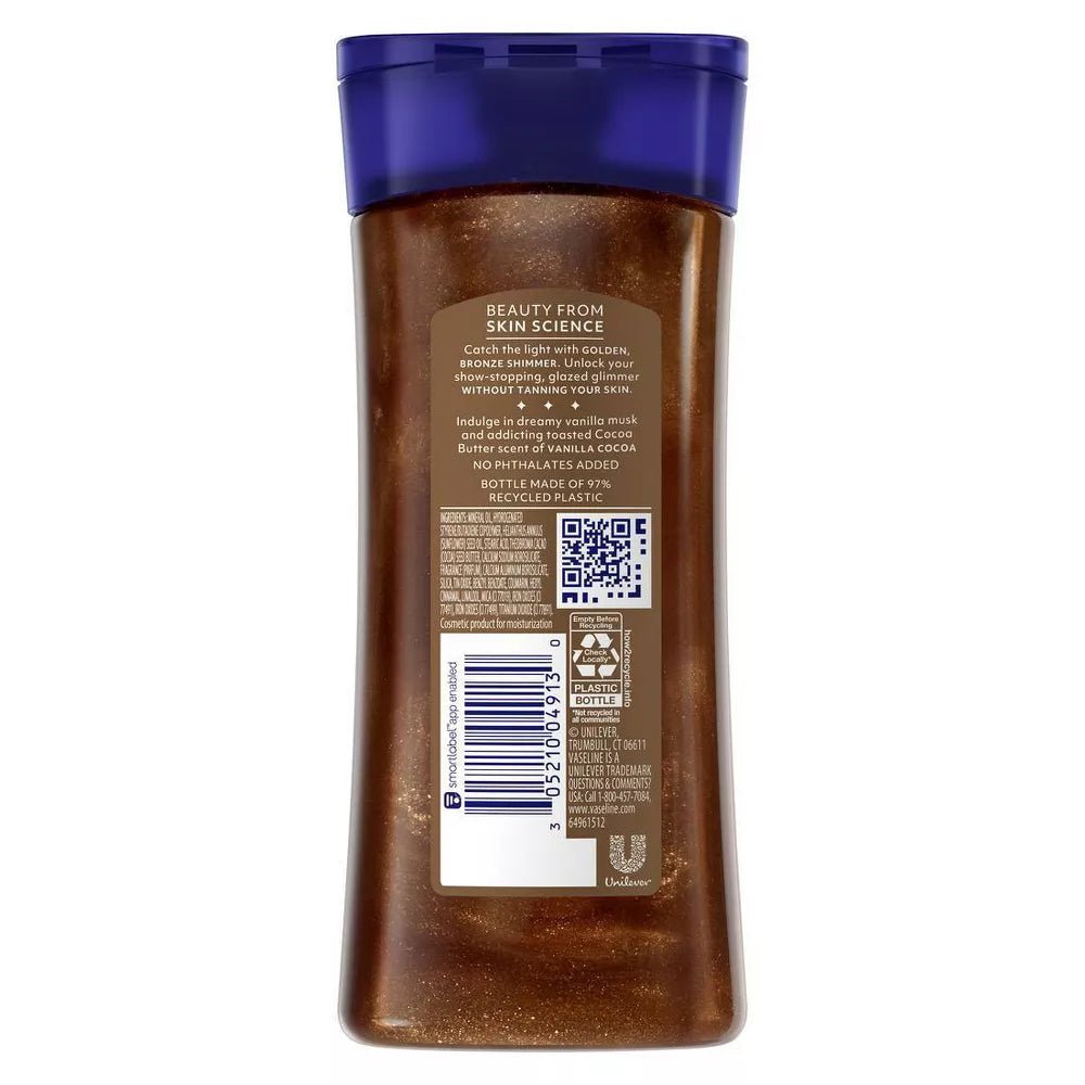 Vaseline Glazed & Glisten Vanilla Cocoa Shimmering Gel Body Oil – 6.8oz - Beauty Exchange Beauty Supply