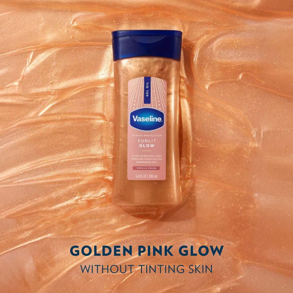 Vaseline Glazed & Glisten Vanilla Cocoa Shimmering Gel Body Oil – 6.8oz - Beauty Exchange Beauty Supply
