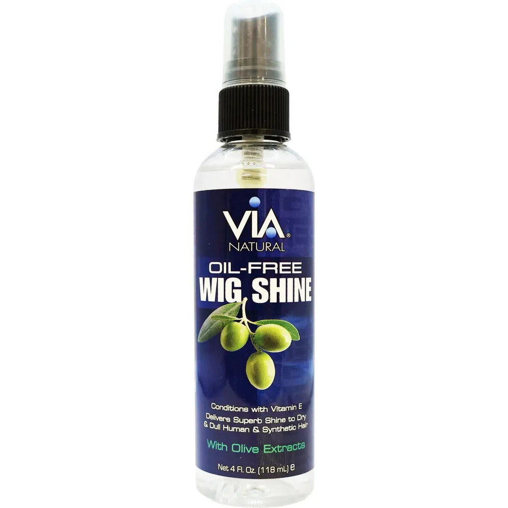 Via Natural Oil - Free Wig Shine Spray for Human & Synthetic Hair | Conditions with Vitamin E & Olive Extracts | 2oz, 4oz, 8oz | - Beauty Exchange Beauty Supply