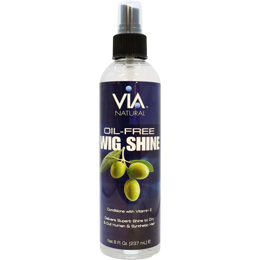 Via Natural Oil - Free Wig Shine Spray for Human & Synthetic Hair | Conditions with Vitamin E & Olive Extracts | 2oz, 4oz, 8oz | - Beauty Exchange Beauty Supply