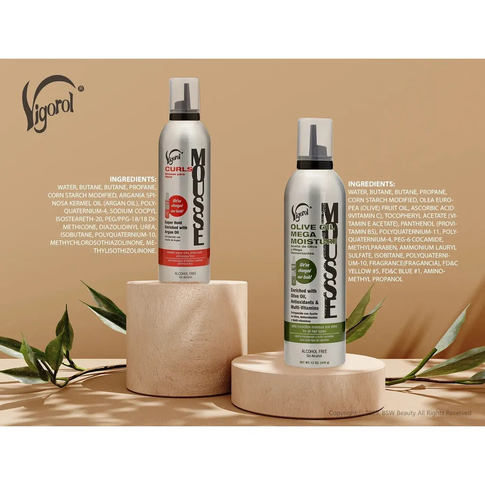 Vigorol Olive Oil Mega Moisture Mousse | Moisturizing | Chemically Treated | Unisex | 12oz - Beauty Exchange Beauty Supply