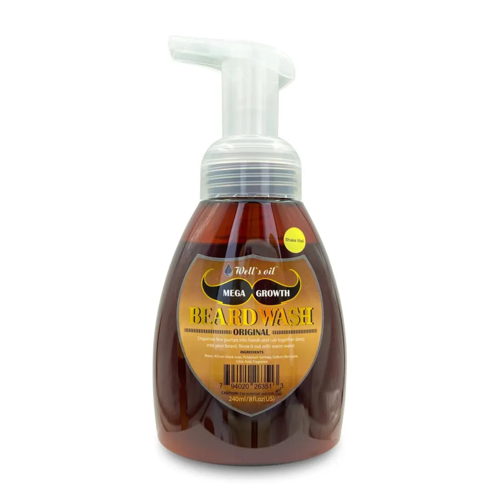 Wells Oil Mega Growth Beard Wash – 8 oz - Beauty Exchange Beauty Supply