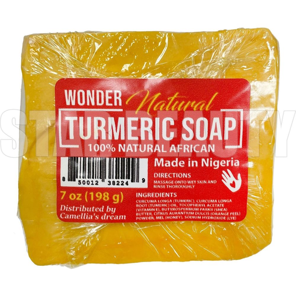 WonderLoc Natural - Turmeric Soap | 100% African | Turmeric | Shea Butter | Orange Peel Powder | Pure Honey | 7 oz | - Beauty Exchange Beauty Supply