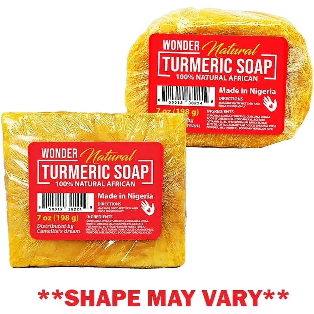 WonderLoc Natural - Turmeric Soap | 100% African | Turmeric | Shea Butter | Orange Peel Powder | Pure Honey | 7 oz | - Beauty Exchange Beauty Supply