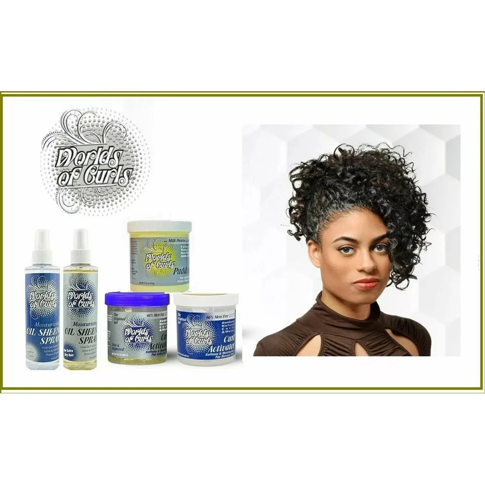 Worlds of Curls โ Curl Activators, Sheen Sprays & Styling Gels for Normal & Dry Hair - Beauty Exchange Beauty Supply
