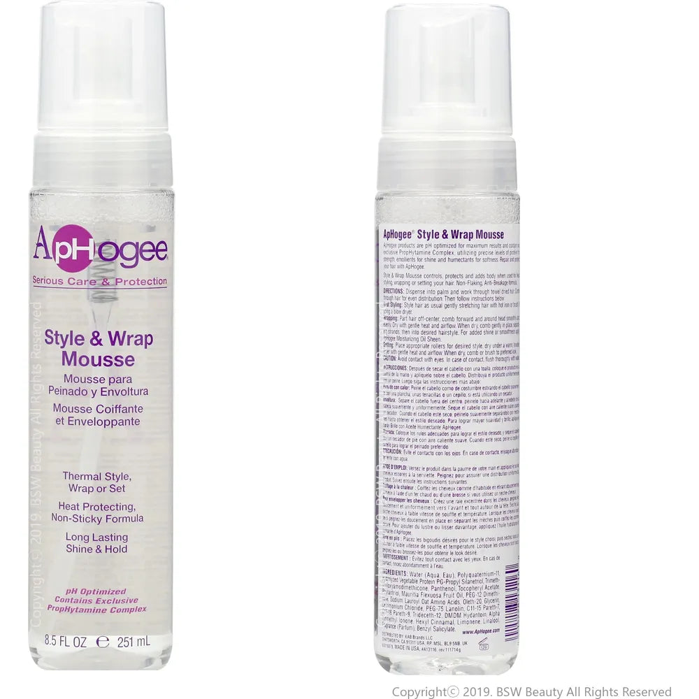 Aphogee Style & Wrap Mousse – 8.5oz
