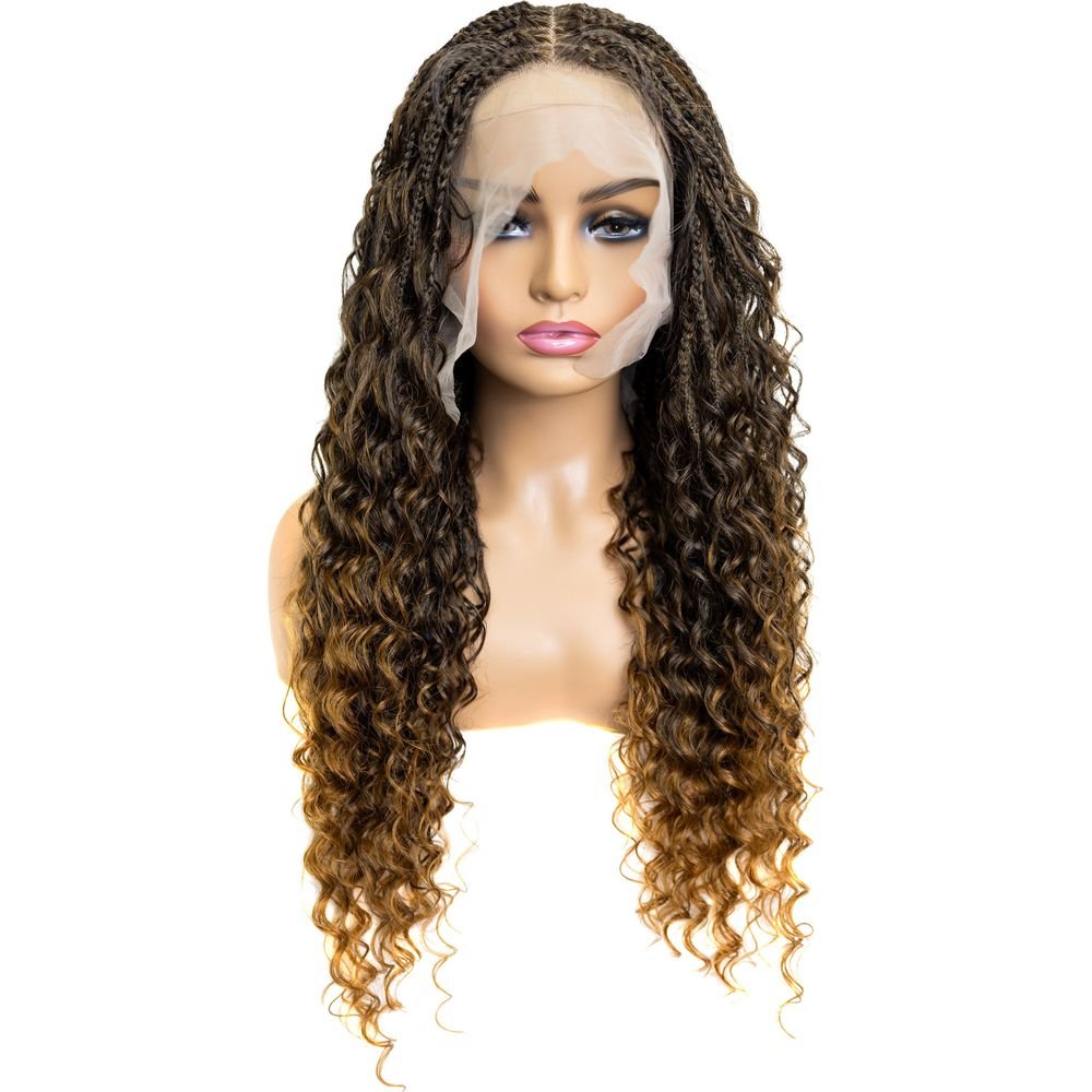 B & B Knotless Synthetic Full Lace Braided Wig - Micro Deep Wave 24" - Beauty Exchange Beauty Supply
