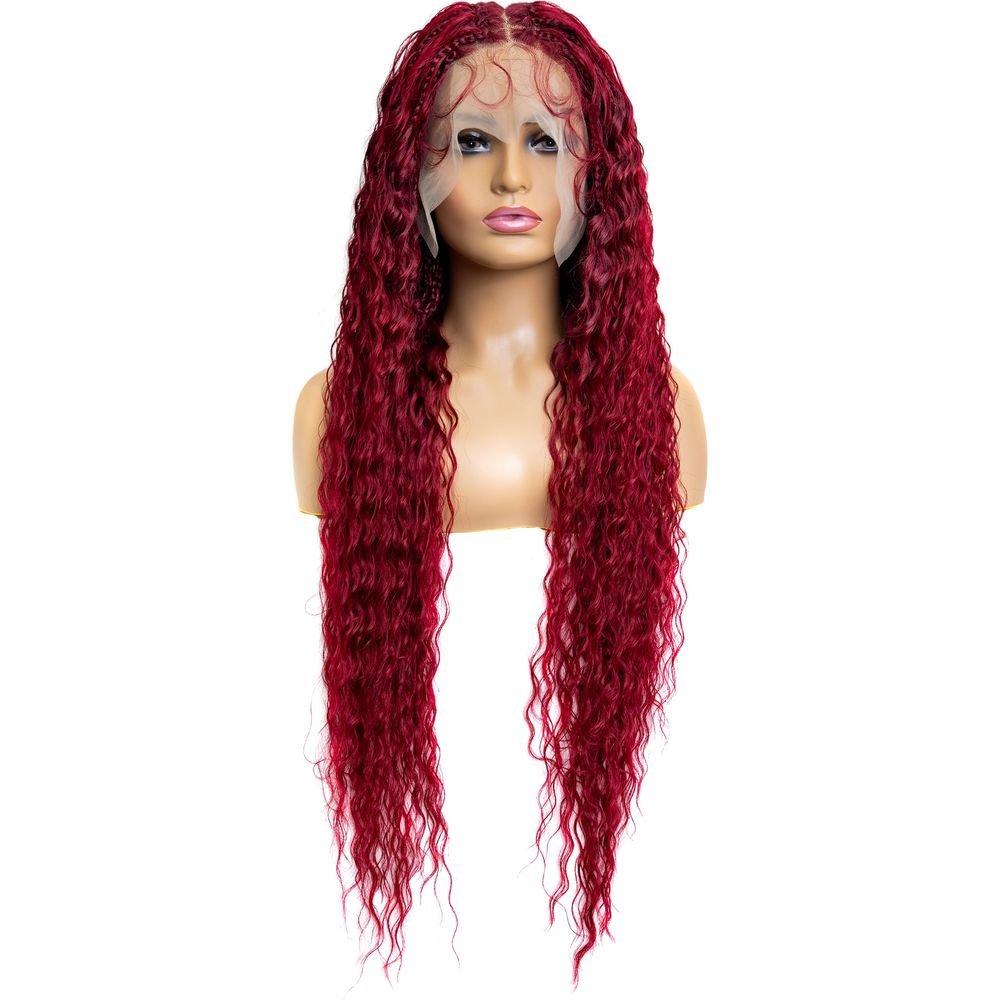 B & B Knotless Synthetic Full Lace Braided Wig - Micro Peruvian Wave 32" - Beauty Exchange Beauty Supply