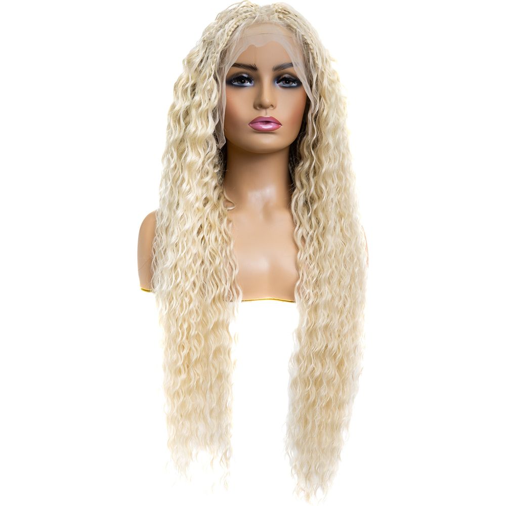 B & B Knotless Synthetic Full Lace Braided Wig - Micro Peruvian Wave 32" - Beauty Exchange Beauty Supply