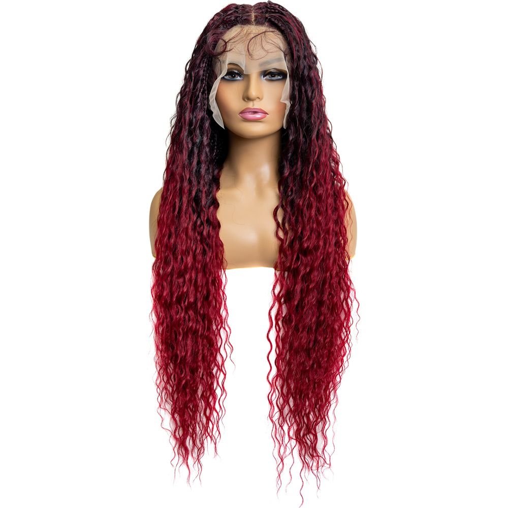 B & B Knotless Synthetic Full Lace Braided Wig - Micro Peruvian Wave 32" - Beauty Exchange Beauty Supply