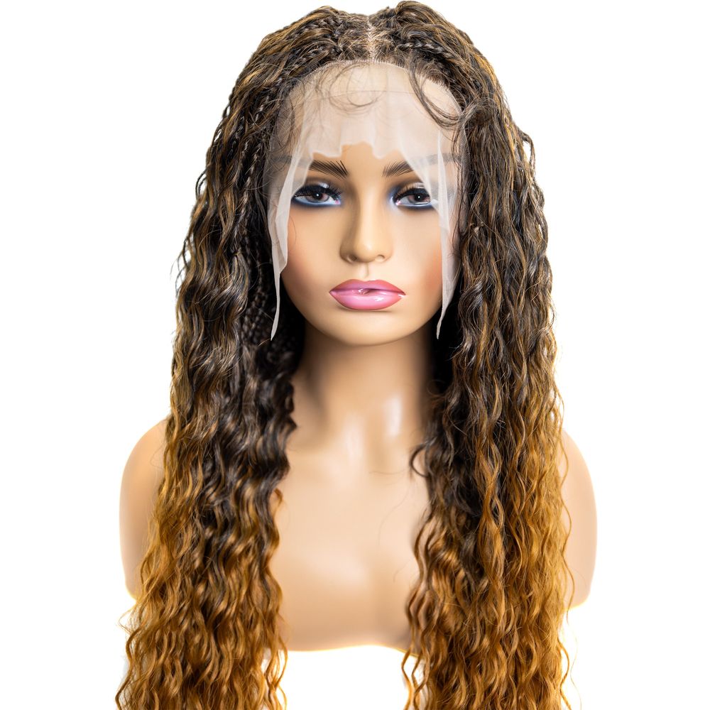 B & B Knotless Synthetic Full Lace Braided Wig - Micro Peruvian Wave 32" - Beauty Exchange Beauty Supply