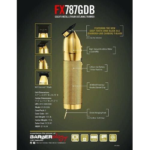 BaByliss PRO GoldFX Skeleton Cordless Trimmer /w Deeptooth DLC Blade - Beauty Exchange Beauty Supply