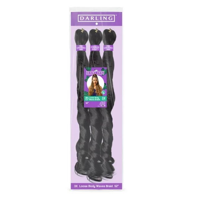 Darling Loose Body Waves Braids Hair Extensions Pre-Stretched 3X Pack 52" - Beauty Exchange Beauty Supply