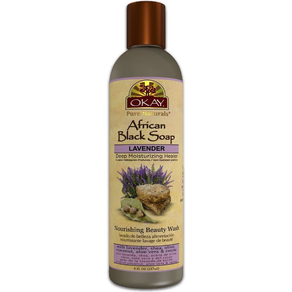 OKAY Pure Naturals African Black Soap Liquid with Lavender 8 oz - Beauty Exchange Beauty Supply