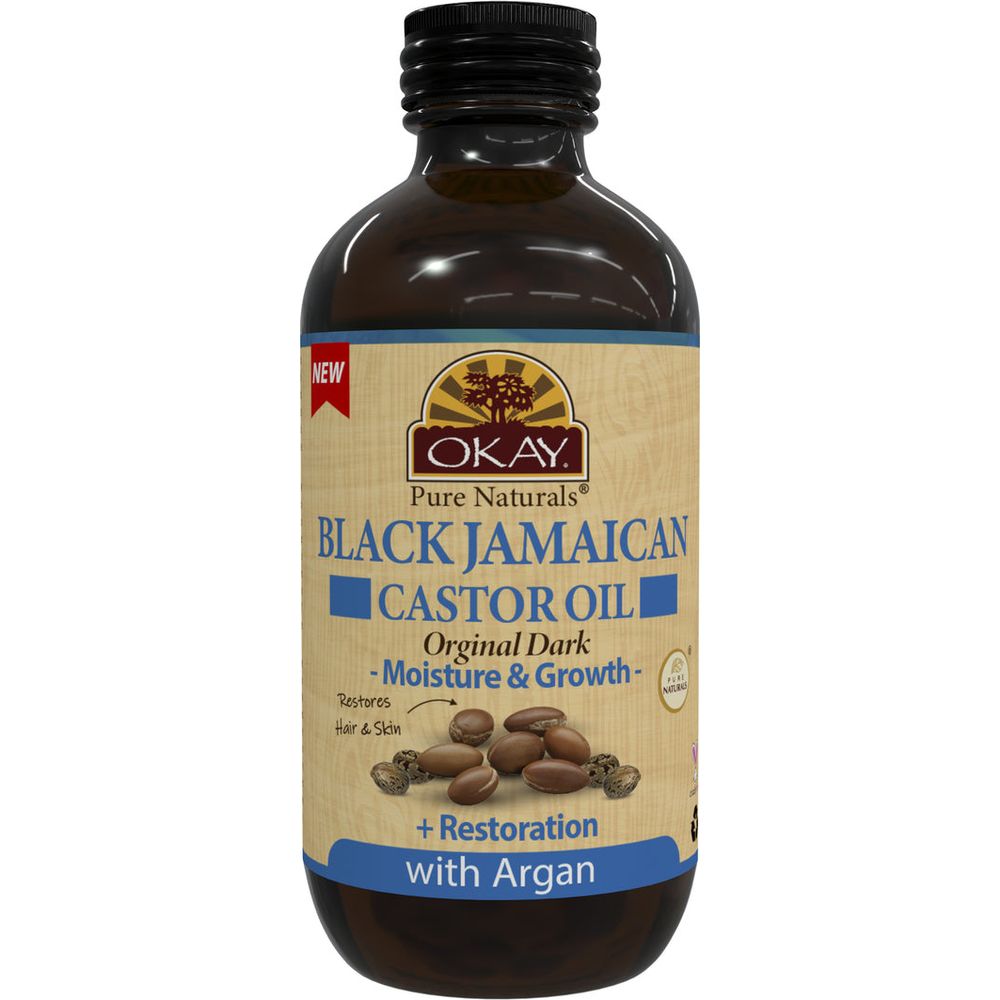 Okay Pure Naturals Black Jamaican Castor Oil Dark with Argan Oil 4oz - Beauty Exchange Beauty Supply