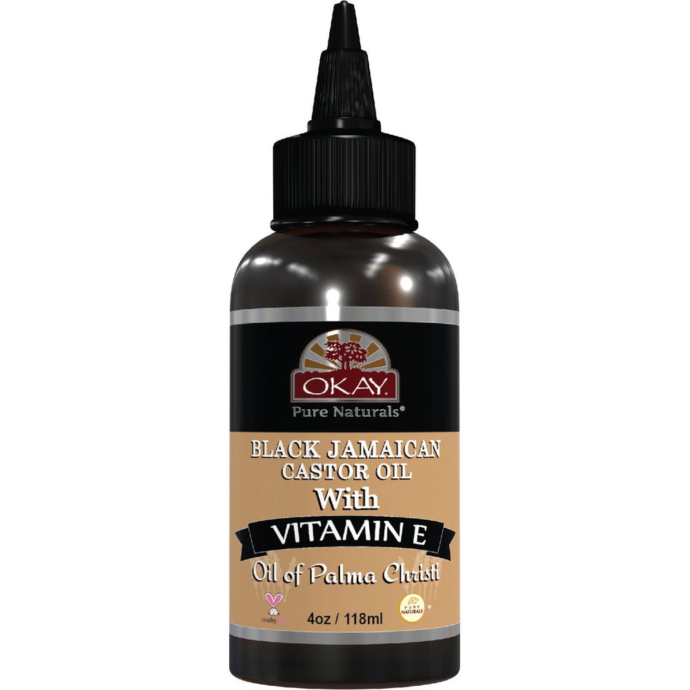 Okay Pure Naturals Black Jamaican Castor Oil with Vitamin E & Panthenol 4oz - Beauty Exchange Beauty Supply