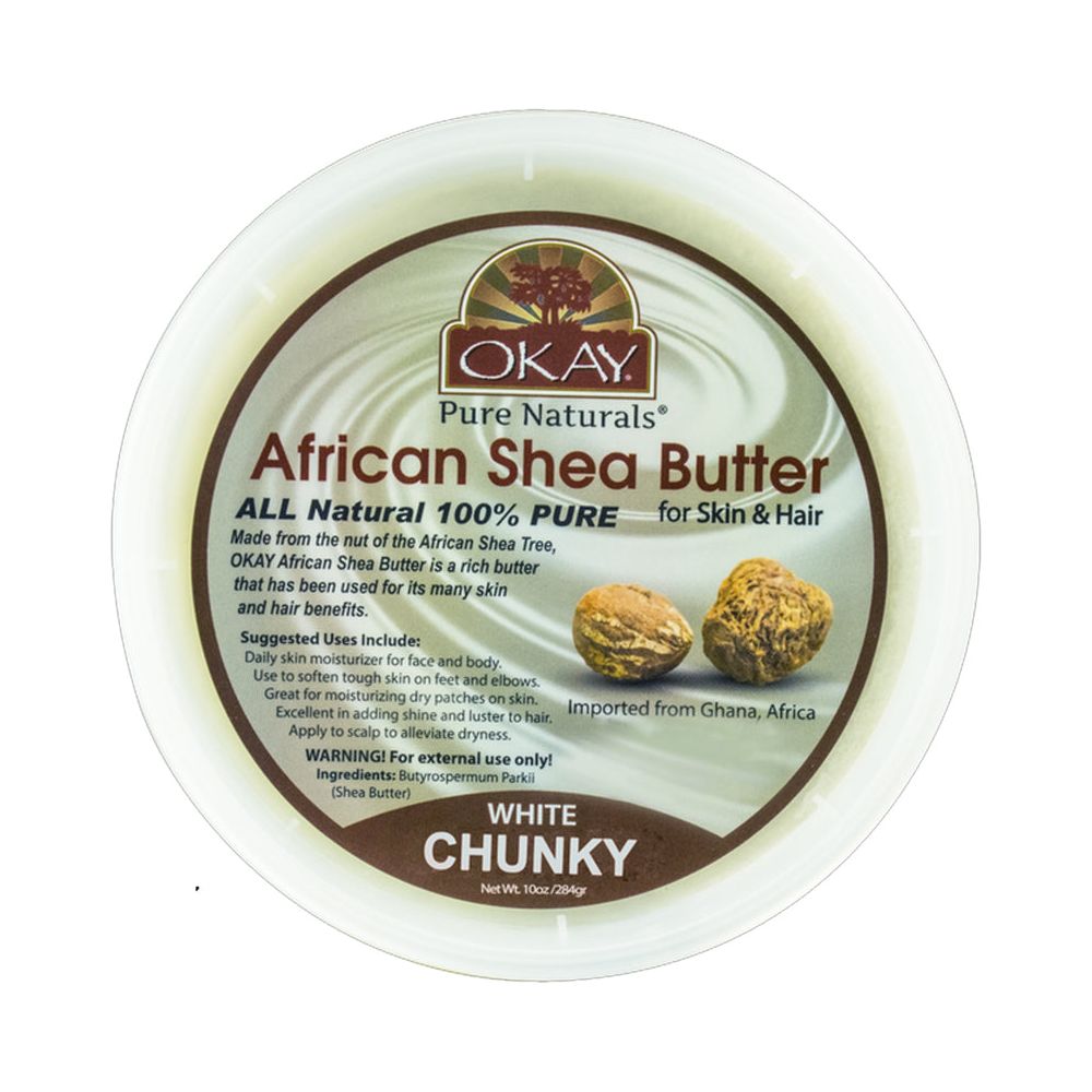 OKAY Pure Naturals Shea Butter White Chunk Jar 10 oz - Beauty Exchange Beauty Supply