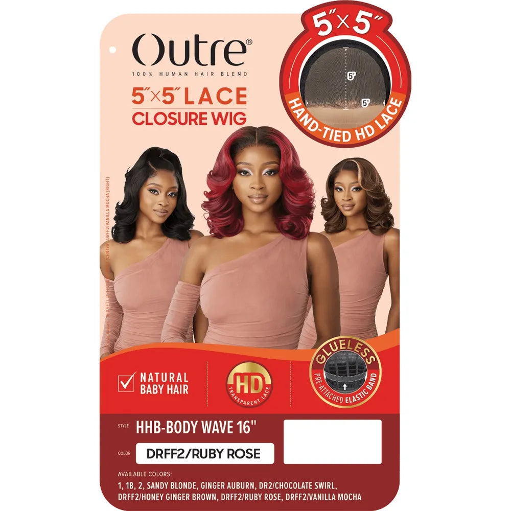 Outre 5x5 Lace Closure Wig Human Hair Blended Lace Closure Wig - BODY WAVE 16" - Beauty Exchange Beauty Supply