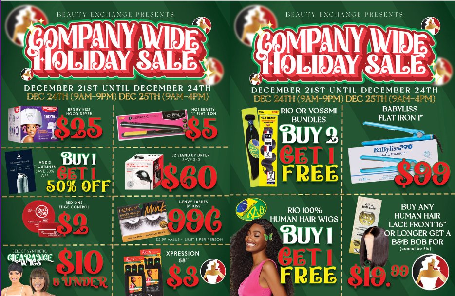 Company Wide Holiday Sale ! Valid December 21st Until December 24th ! - Beauty Exchange Beauty Supply