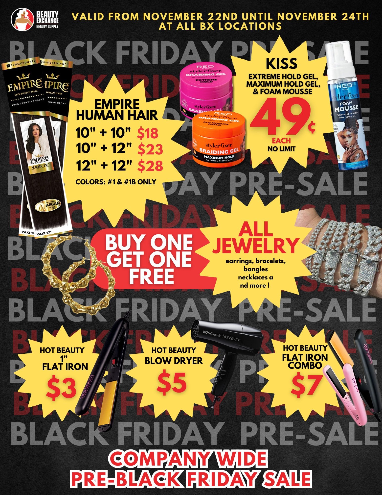 COMPANY-WIDE PRE-BLACK FRIDAY SALE | November 22-24 - Beauty Exchange Beauty Supply