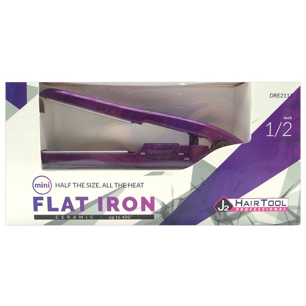 J2 Mini Flat Iron 1/2 Inch – Edges & Travel Purple - Peach