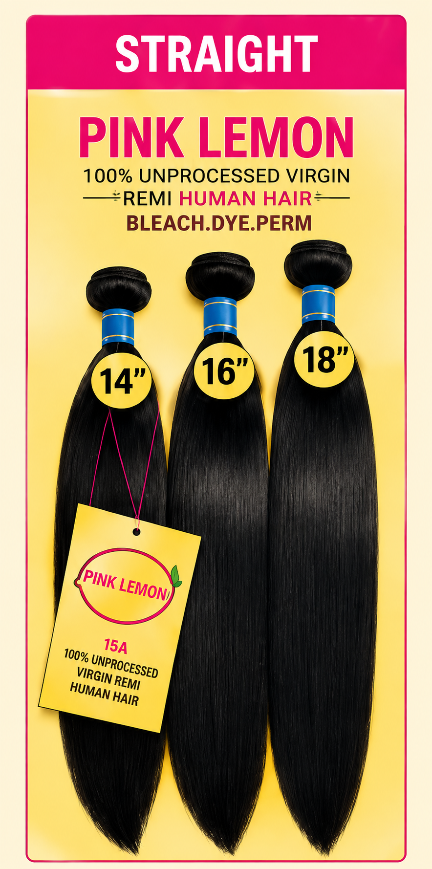 Pink Lemon 13A Virgin Remy Human Hair – Straight